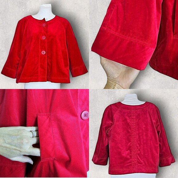 Madison Red Corduroy Swing Coat Size Medium - Picture 1 of 8